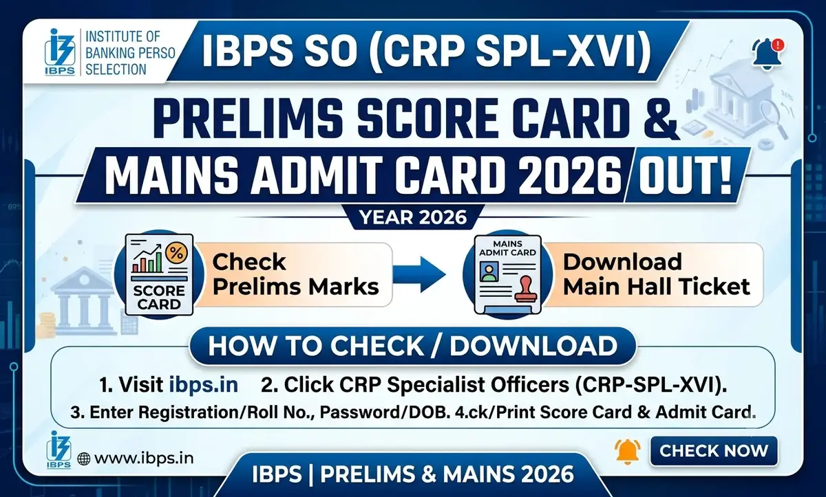 IBPS SO CRP SPL-XVI 2026: Prelims Scorecard Released & Mains Call Letter Download Guide